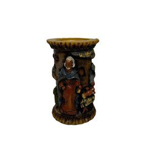 1960s Johann Gunter Nativity Candle Wallburn Baden Carved Vintage Christmas